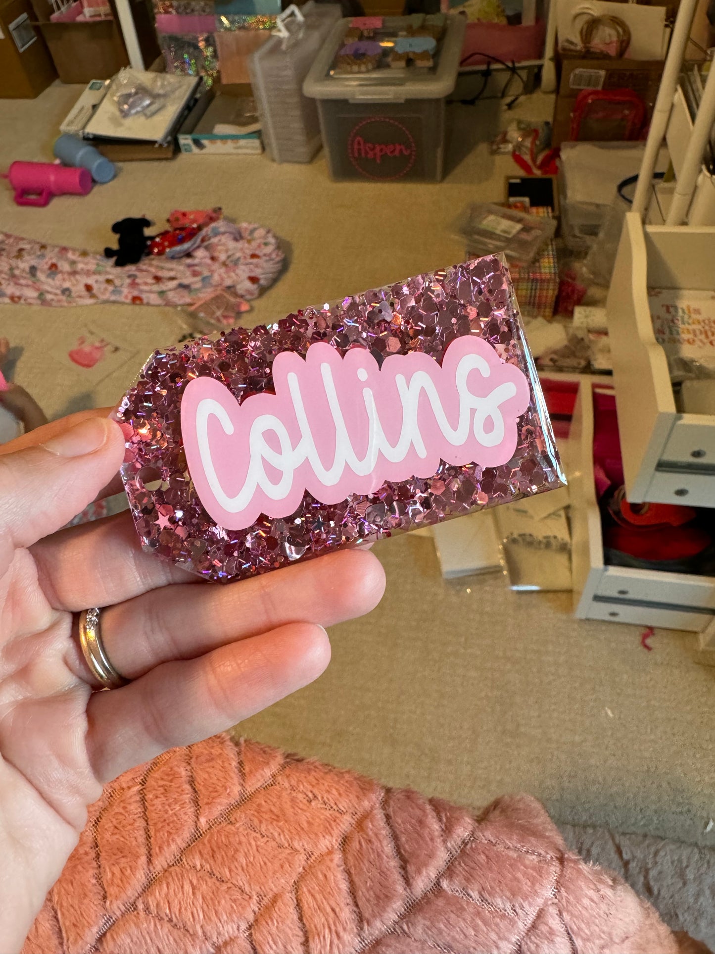 Glitter bag tags