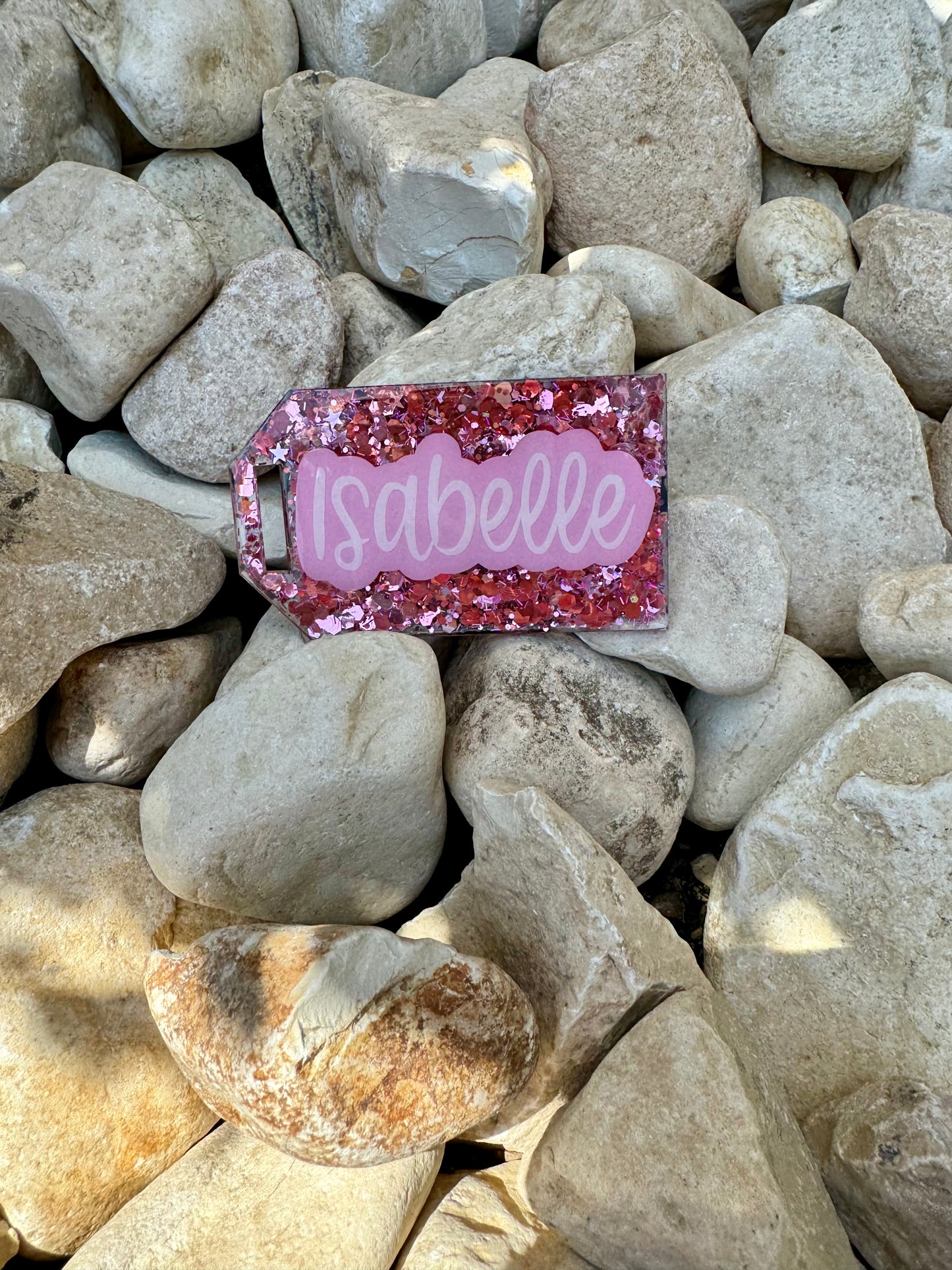 Glitter bag tags