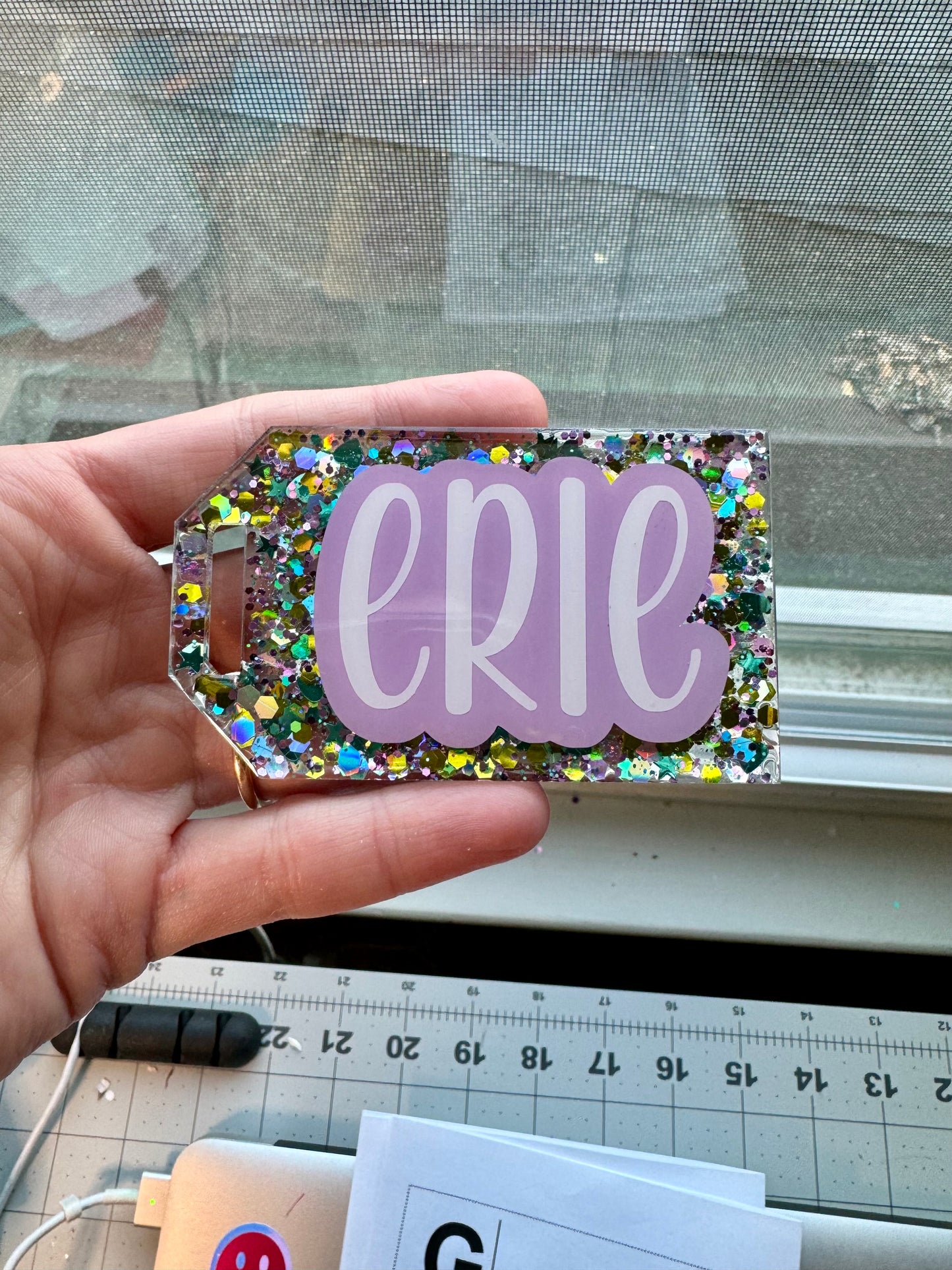 Glitter bag tags
