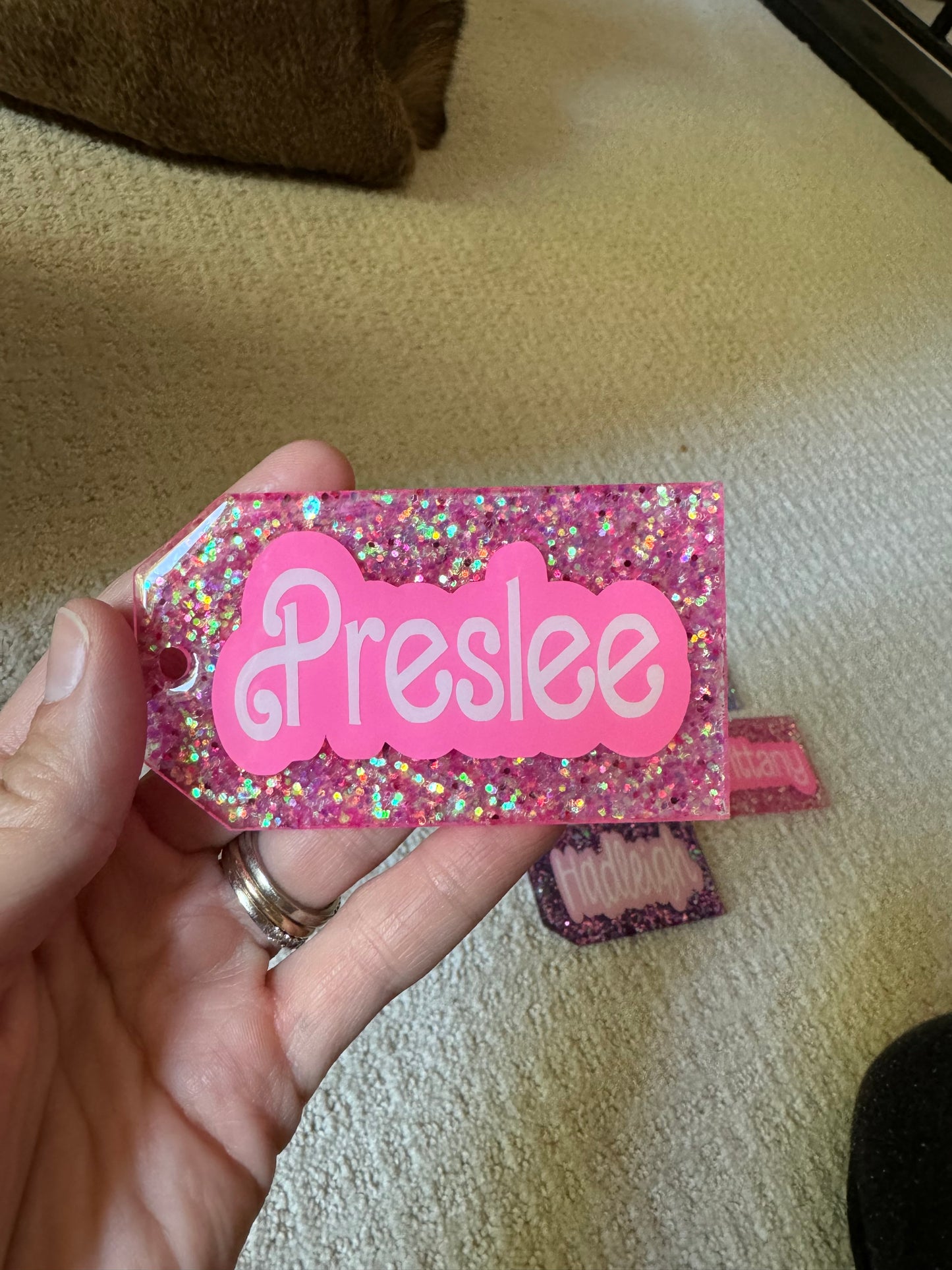 Glitter bag tags