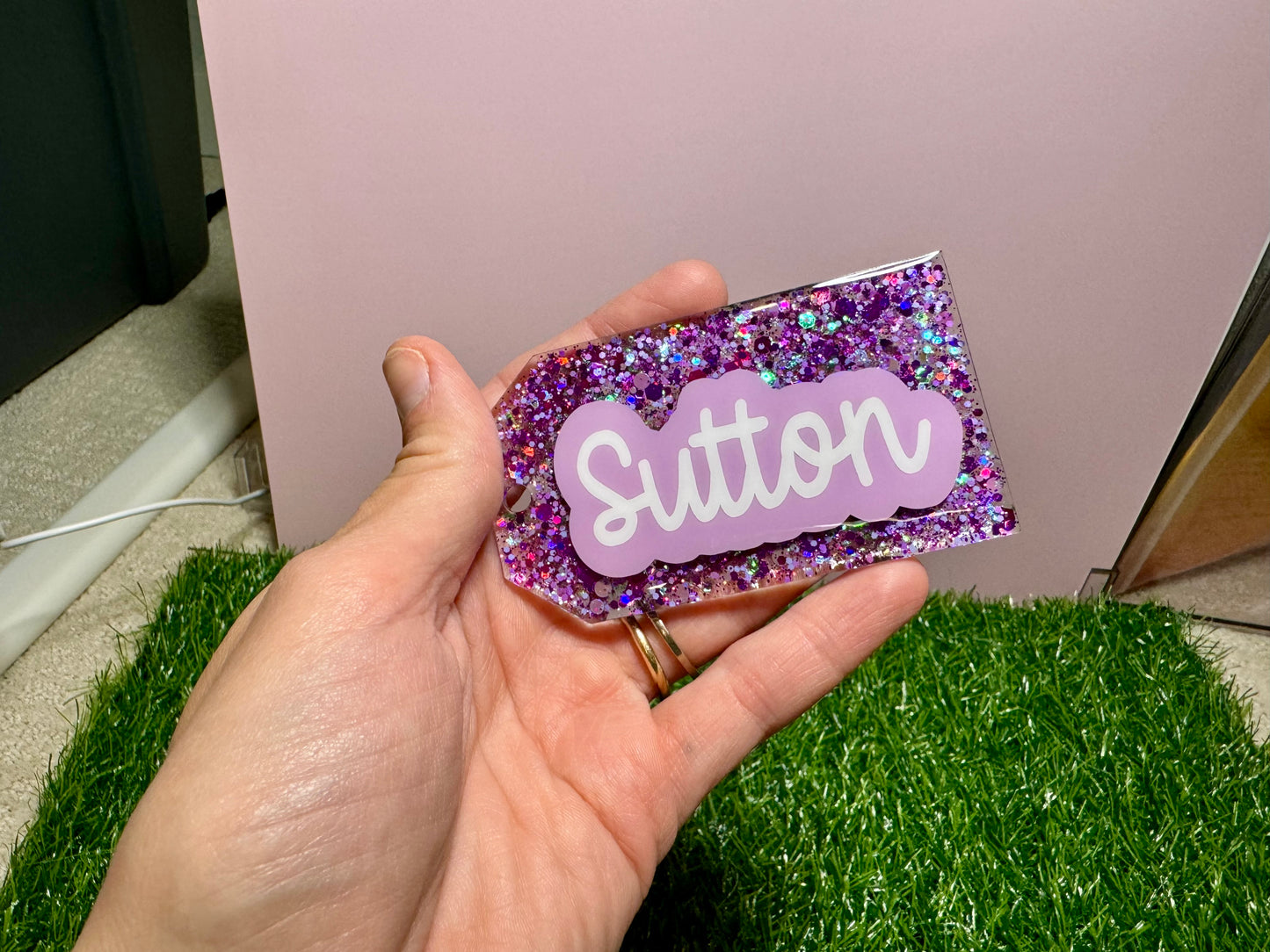 Glitter bag tags