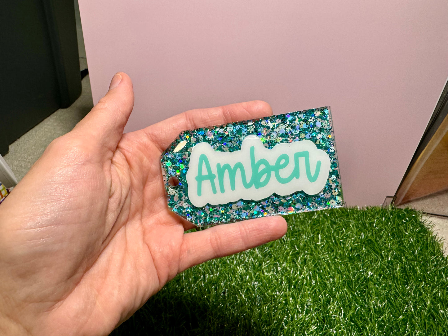 Glitter bag tags