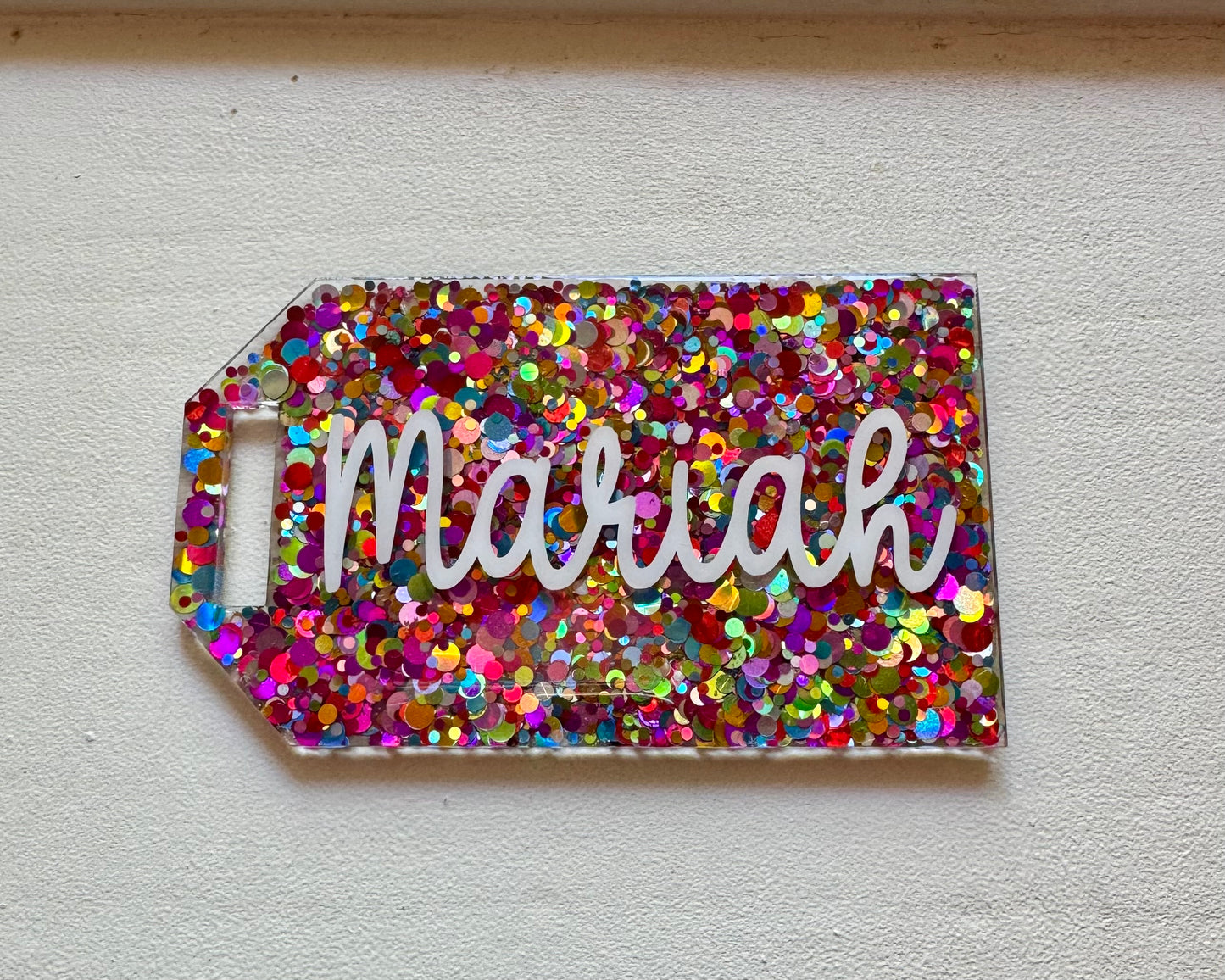 Glitter bag tags