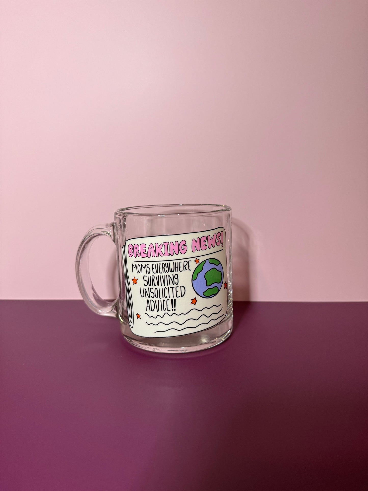 Mom Glass Mug, Glass Coffee Cup, Clear Glass Coffee Mug, Aesthetic Glasses, Funny Coffee Mug, Coffee Lover Gift, Gift for New Mom