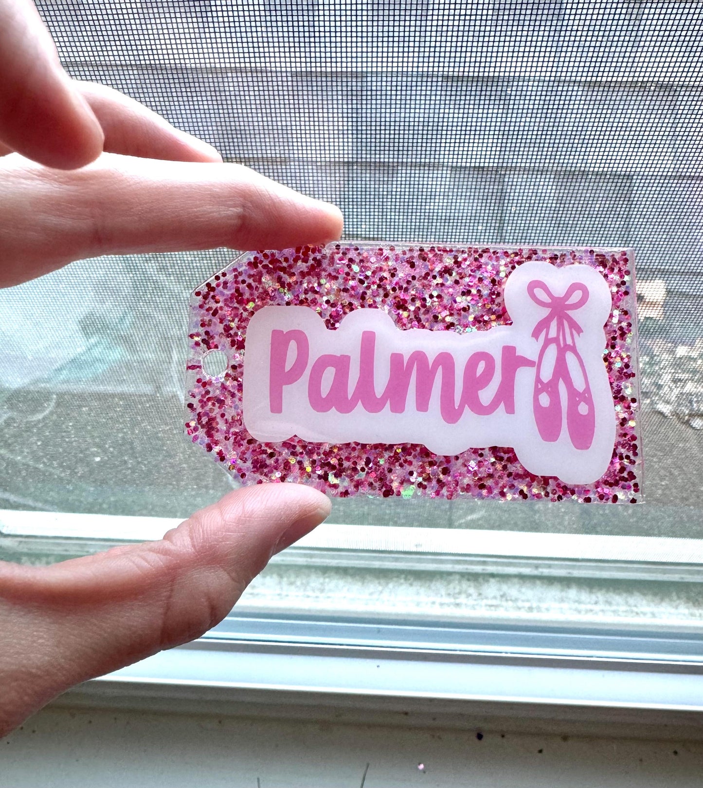 dance bag tag• personalized name tag• ballet• gymnastics•glitter• teen gift•travel gift•dance team•travel bag•
