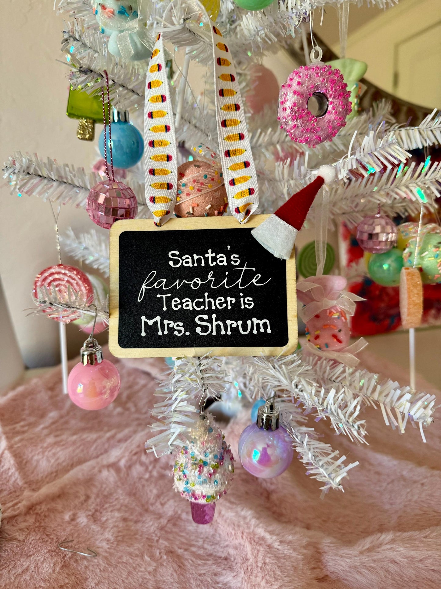 personalized teacher ornament, chalkboard ornament, teacher gift, personalized teacher gift, teacher Christmas present, Christmas ornament