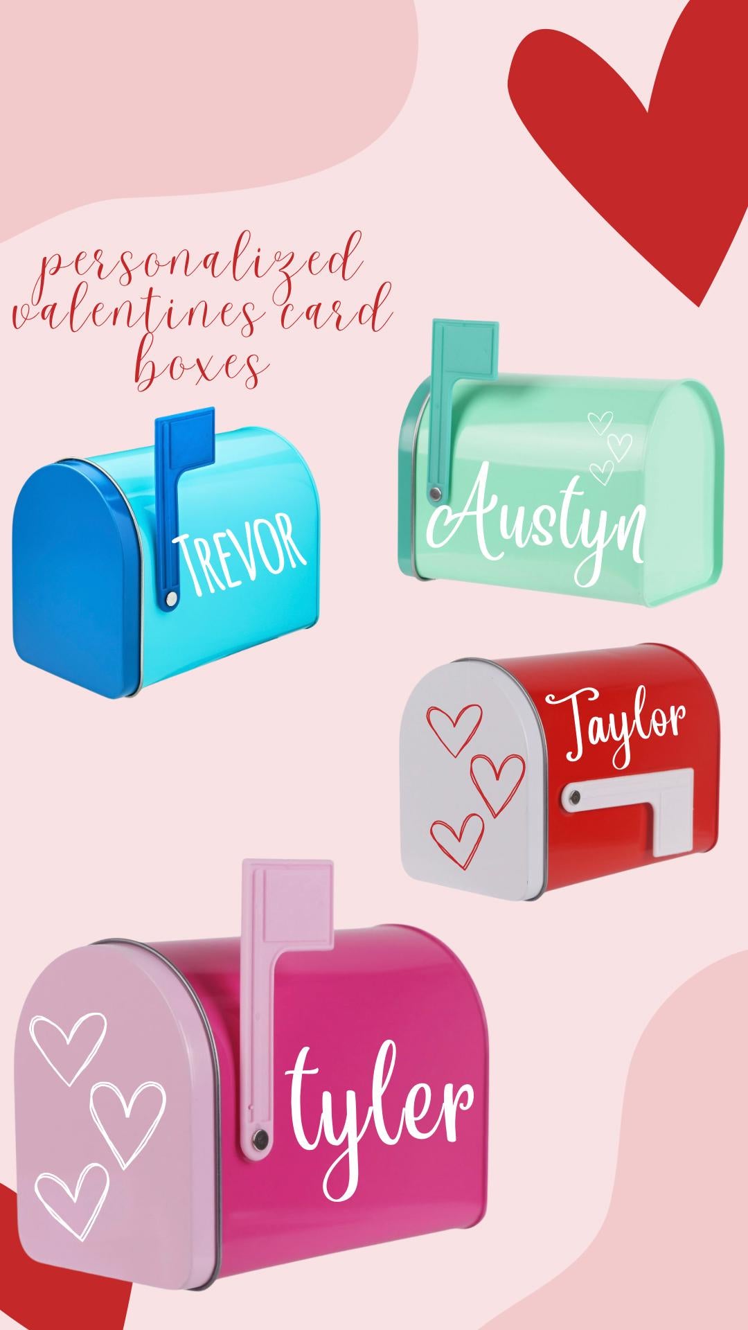 Personalized Valentine’s Day card mailbox, Valentine’s Day gift for kids, personalized play mailbox, personalized gift, valentines gift