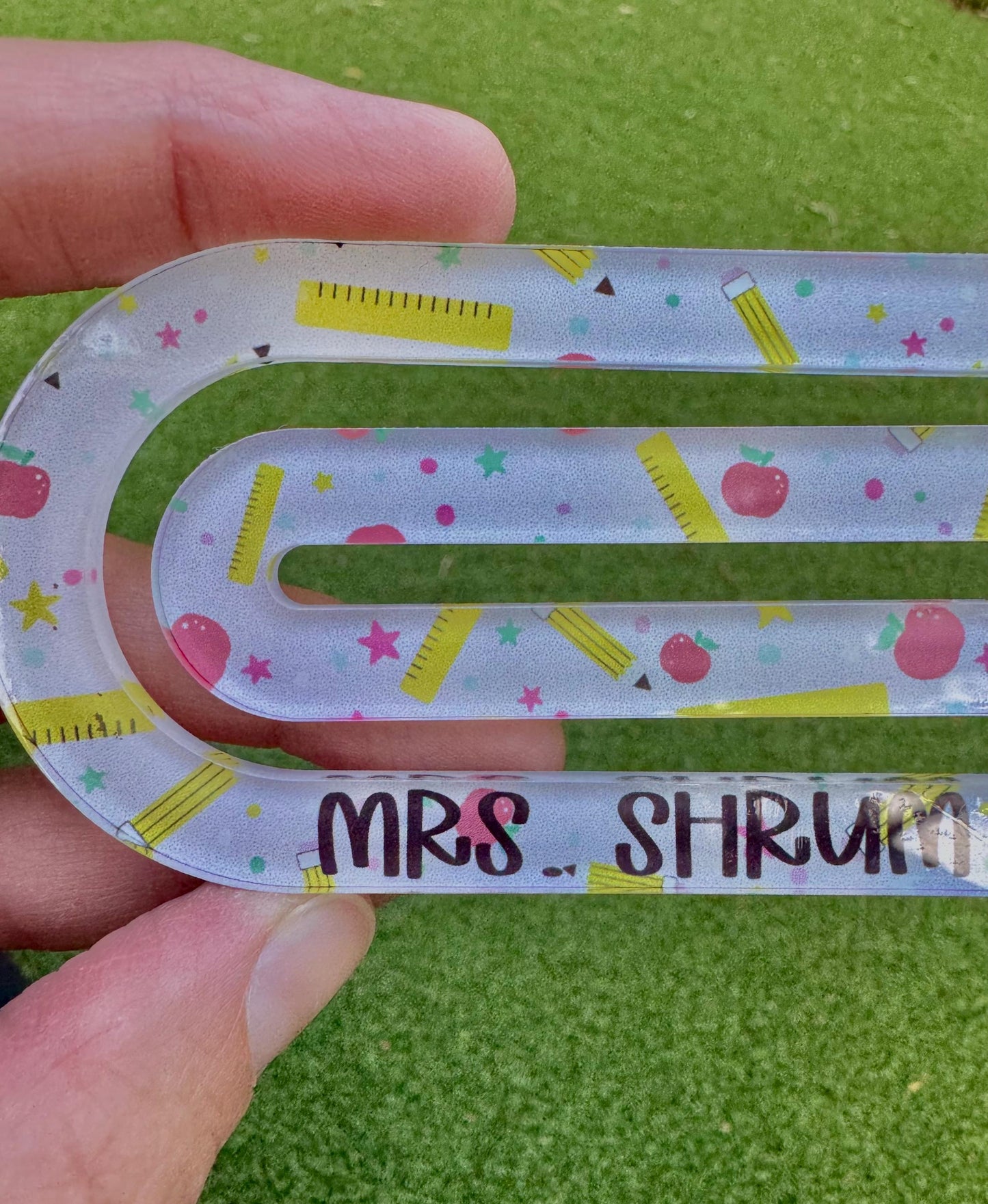 jumbo paperclip, jumbo bookmark, teacher bookmark, personalized bookmark, acrylic bookmark, teacher gift, bookmark, personalized gift