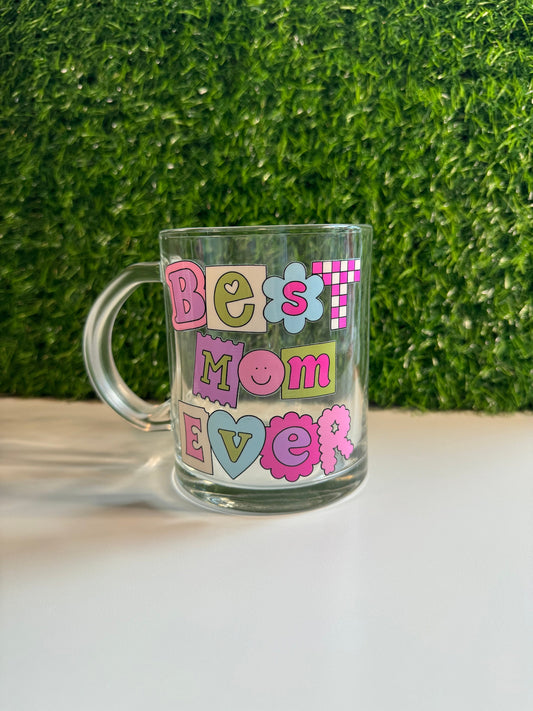 Best Mom Ever Coffee Mug-Glass Mug-Glass Coffee Cup-Mothers Day Gift-Mom Present-Friend Present-Bestie Gift-Cool Mom-moms day-friend gift