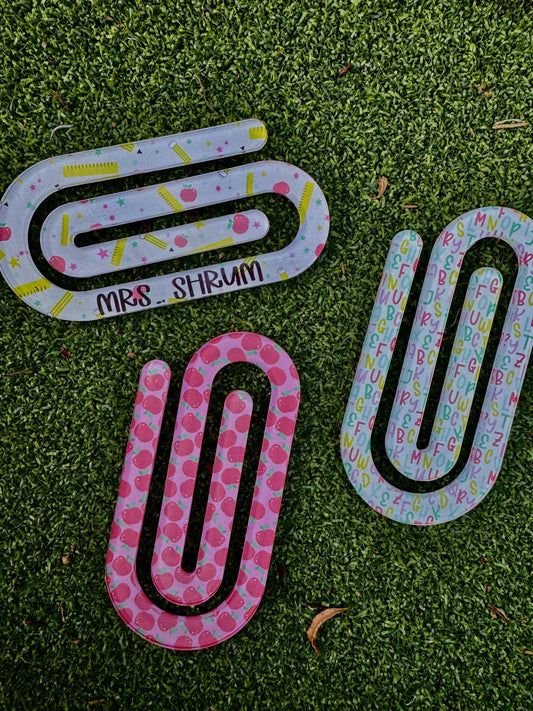 jumbo paperclip, jumbo bookmark, teacher bookmark, personalized bookmark, acrylic bookmark, teacher gift, bookmark, personalized gift